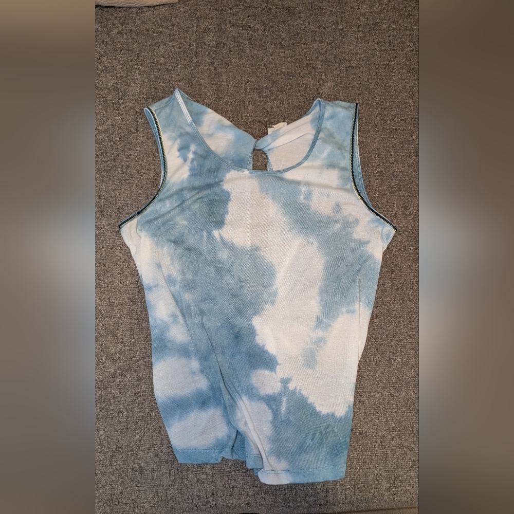 Blue Tie-Dye Sleeveless Top